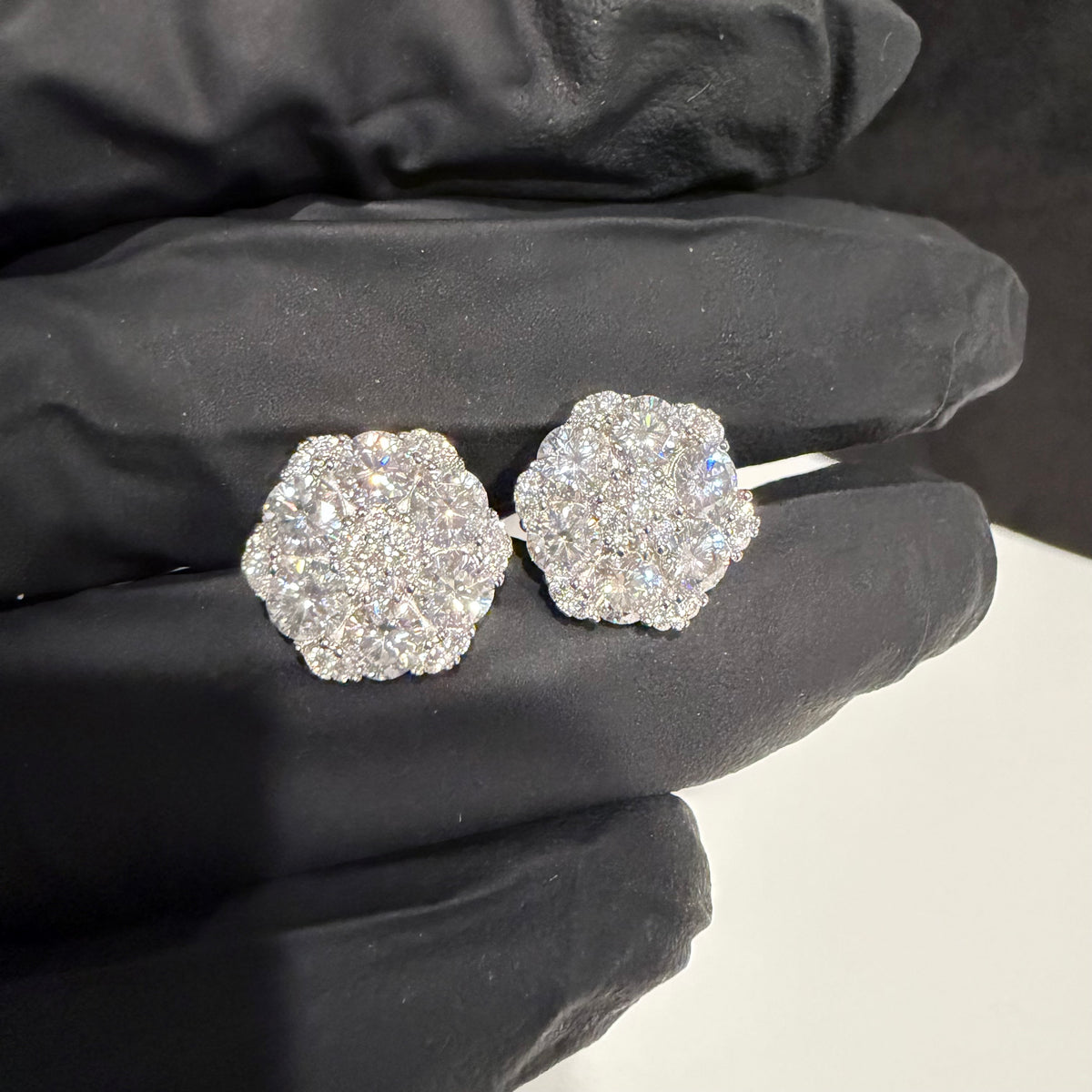 Moissanite Cluster Earrings 925 Silver