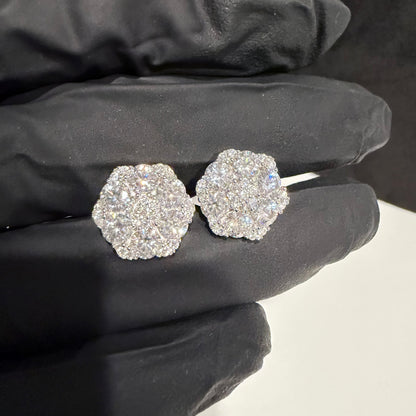 Moissanite Cluster Earrings 925 Silver