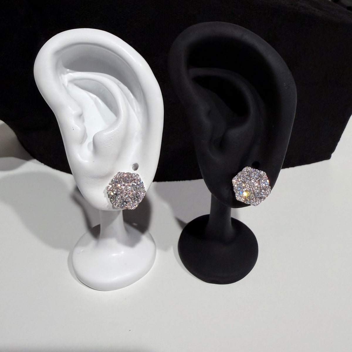 Moissanite Cluster Earrings 925 Silver